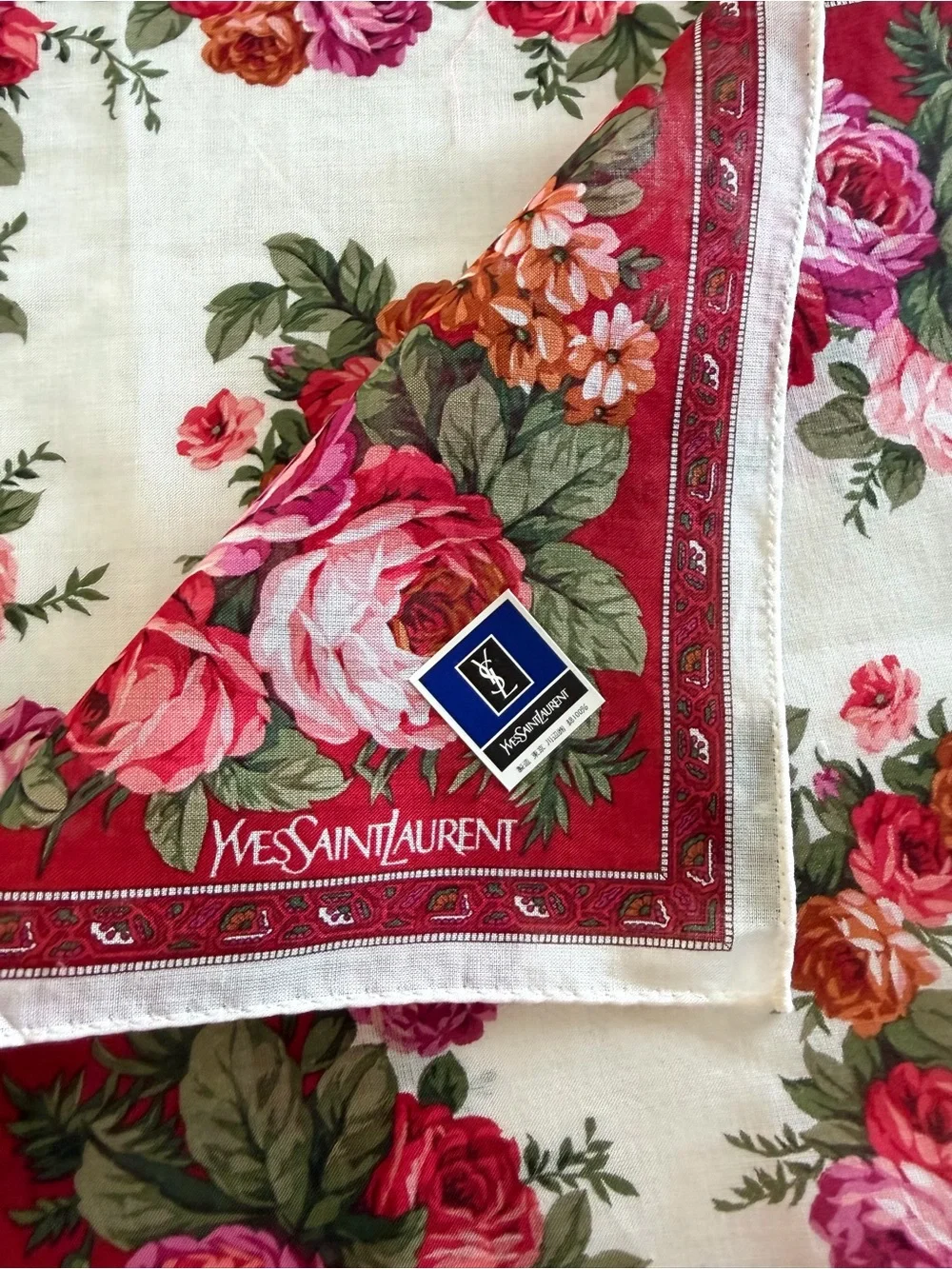 2 Yves Saint Laurent Cotton Neckerchiefs/Bandanas